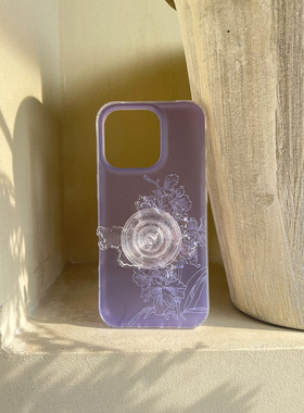 叶菽原创定制《云棠仙》新中式国风国画小众高级感IMD适用苹果17/14/15/16promax夏日iPhone百合紫磨砂手机壳