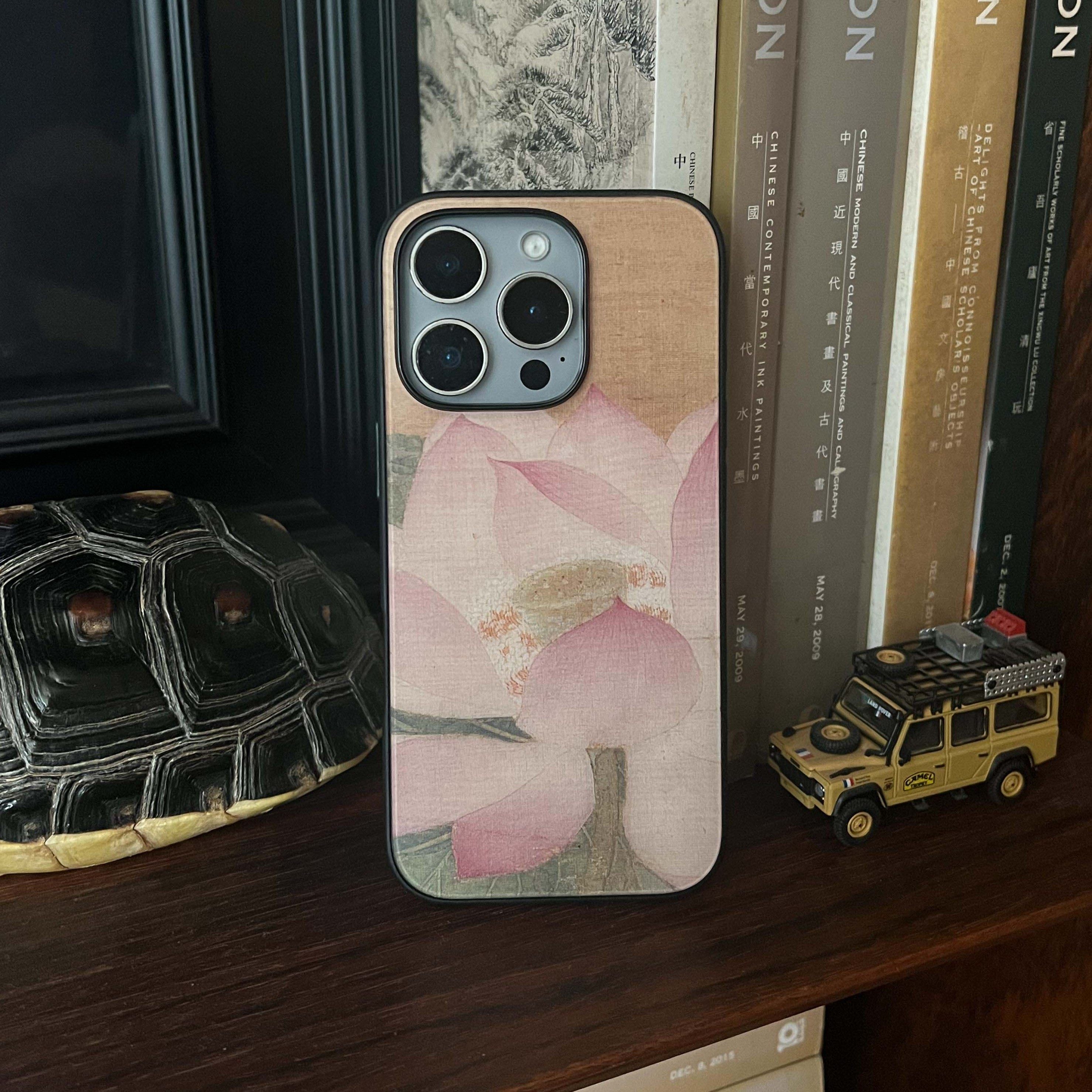 叶菽原创定制《荷釉》新中式国风清冷小众高级感磨砂玻璃适用苹果17/14/15/16promax荷花iPhone秋冬手机壳
