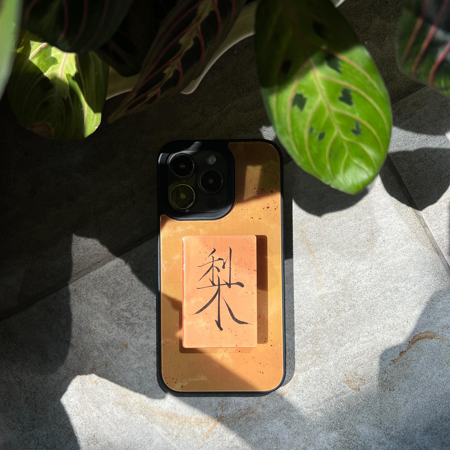 叶菽原创定制《梨》侘寂新中式国风小众高级感液态玻璃镜面适用苹果17/12/13/14/15promax不会撞壳的手机壳