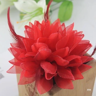 韩版布艺绢纱金粉胸花胸针新娘头饰头花手腕花舞台表演饰品手腕花