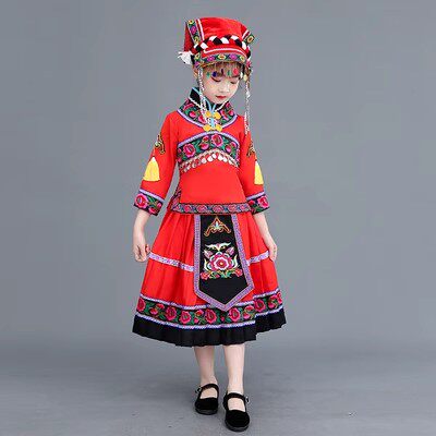 羌族黎族竹竿舞演出服饰少数民族舞台表演服装苗族彝族舞蹈女