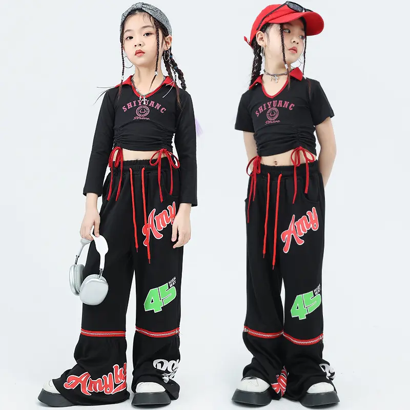 爵士舞服装女童培训机构印短款