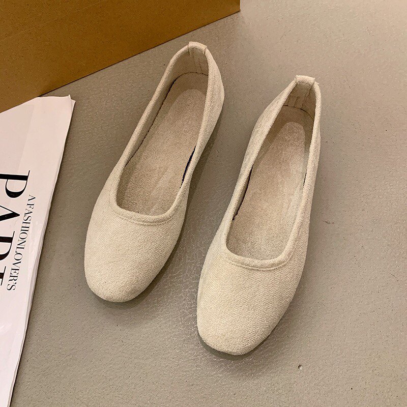 浅口平跟学院平底茶室汉服布鞋大码居士沙裙方头孕妇防滑牛筋软底