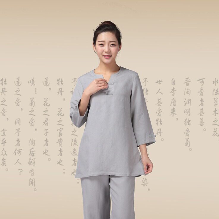 春秋新品中女装亚麻布衣瑜伽服居士禅修服禅茶服大码上衣汉服纽扣
