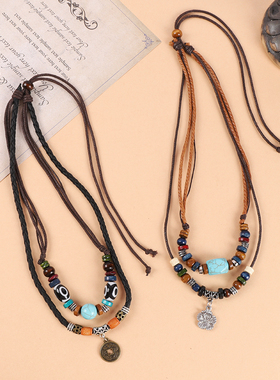 异域民族风编织双层项链