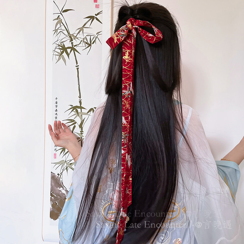 中国风红色束发发带古风