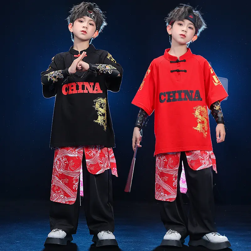 街舞儿童潮服唐装汉服中表演套装