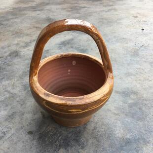 传统手提小碳炉红陶花盆农村老人取暖神器老式柴火木炭粗陶火钵子