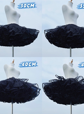 裙撑lolita无骨软纱狗短日常暴力黑色半身蓬蓬裙洛丽塔飞天鸭屁股