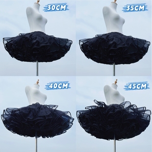 裙撑lolita无骨软纱狗短日常暴力黑色半身蓬蓬裙洛丽塔飞天鸭屁股