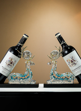 招财鹿红酒架摆件轻奢高档家居客厅电视柜酒柜红酒托置物架装饰品