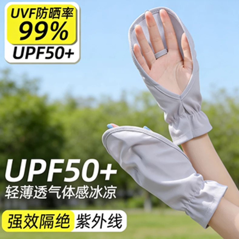 夏季女士防晒透气露指骑行手套