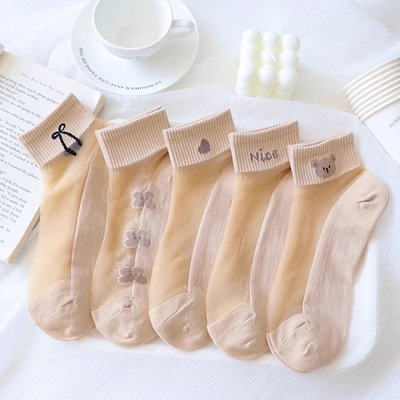 夏季薄款纯棉底玻璃丝卡通小熊