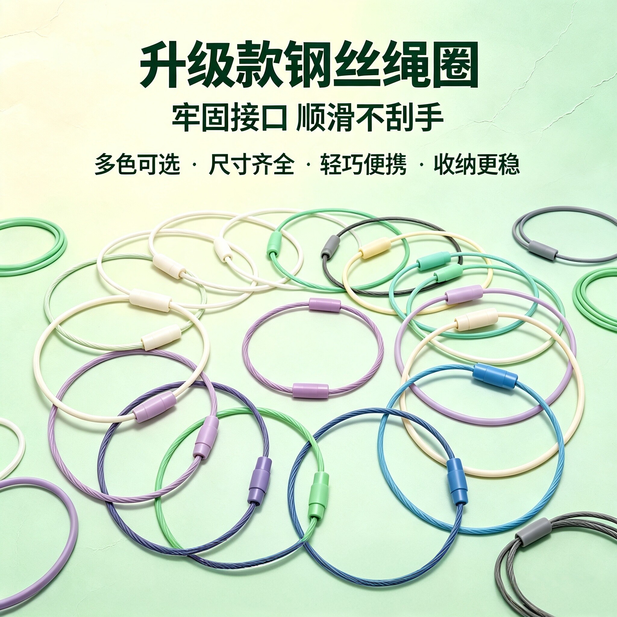 彩色不锈钢钢丝绳烤漆钥匙圈