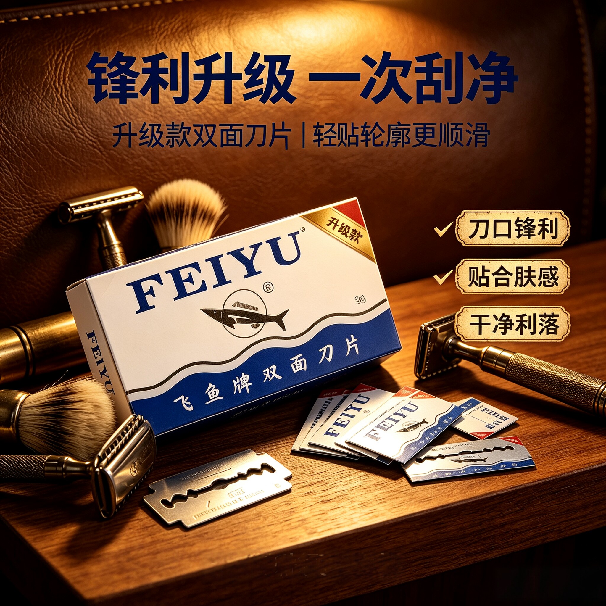 进口飞鱼牌双面老式剃须刀片