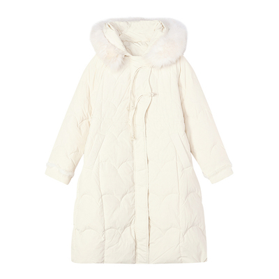 MIXMAX休闲百搭狐狸毛领连帽羽绒服2024秋季新款气质时尚减龄显瘦