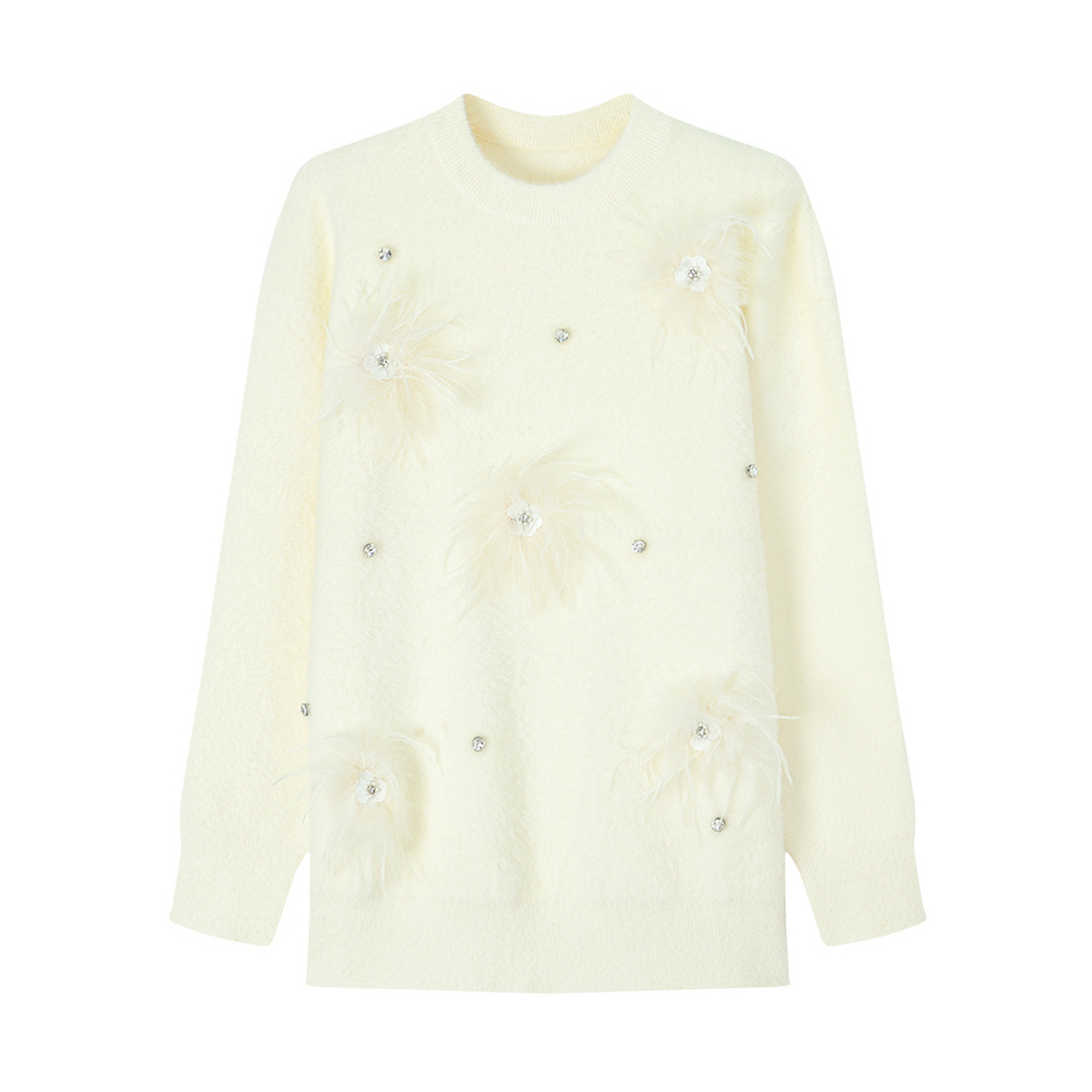 MIXMAX休闲百搭钉珠装饰毛针织衫女2025春季新款气质时尚减龄显瘦