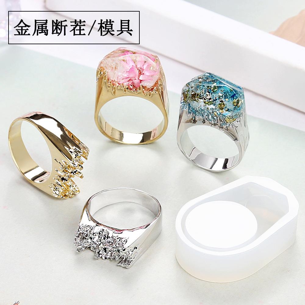 陌上花工厂外贸DIY断茬山峰戒指硅胶水晶滴胶模具