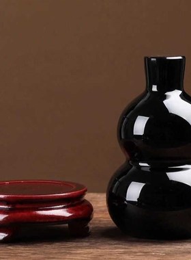 快速发货天然水j晶黑曜石葫芦摆件实心家居客厅玄关办公室装饰品