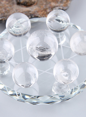 快速发货天然白i水晶七星阵摆件球卧室办公室摆件公务员学生带冰