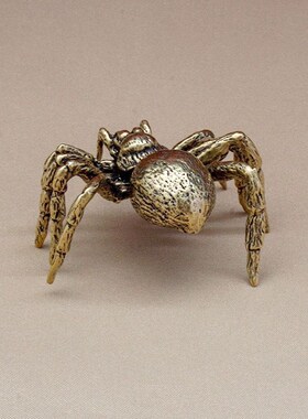 快速发货个性纯黄铜创意小摆件蜘蛛茶F道茶宠小铜器复古桌面工艺