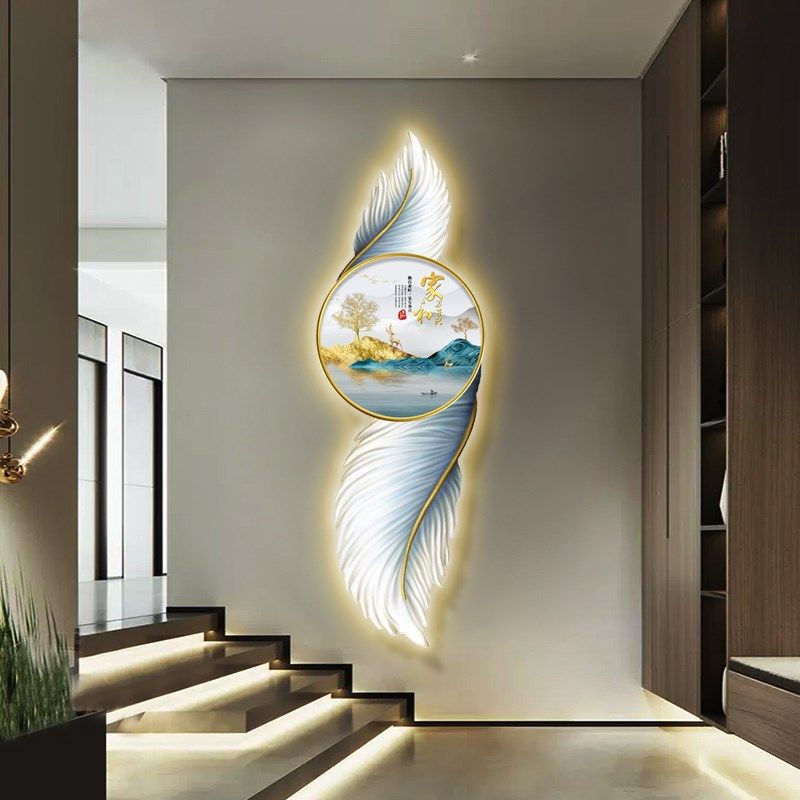 快速发货羽鹿金光玄关装饰画轻奢led灯挂L画竖版发光走廊过道壁画,家居饰品,氛围画/灯画,淘宝优惠券,粉丝福利购,淘宝优惠卷