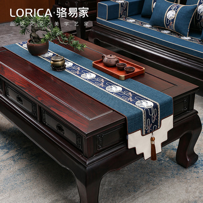 速发新中式桌旗茶桌垫布茶台长几红木茶条桌布禅意茶席茶桌布