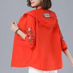 防曬衫 春季 夏季 透氣防曬衣女寬松中年媽媽裝 薄款 短外套2023年新款