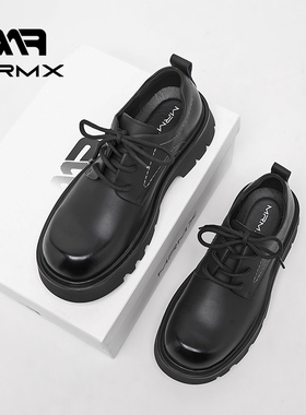 德比鞋2025春季新款厚底增高商务休闲高级感真皮黑色大头男士皮鞋