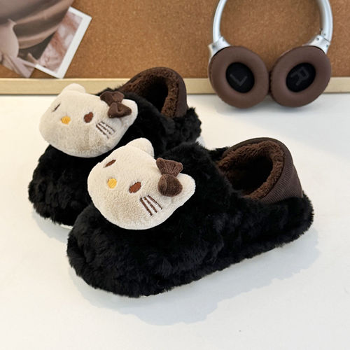 包跟棉拖鞋女款冬季加绒保暖居家可爱豹纹舒适卡通猫咪棉拖鞋女士
