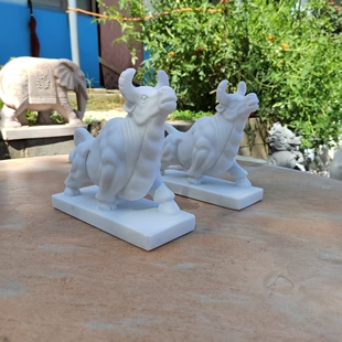 牛气冲天奋斗牛汉白玉牛雕小牛石头牛天然汉白玉石牛送同事朋友