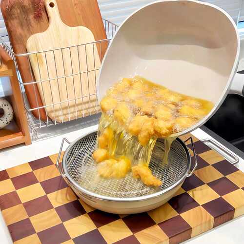 日式滤油盘家用不锈钢油炸漏网厨房专用沥油盘沥水洗菜洗水果盆