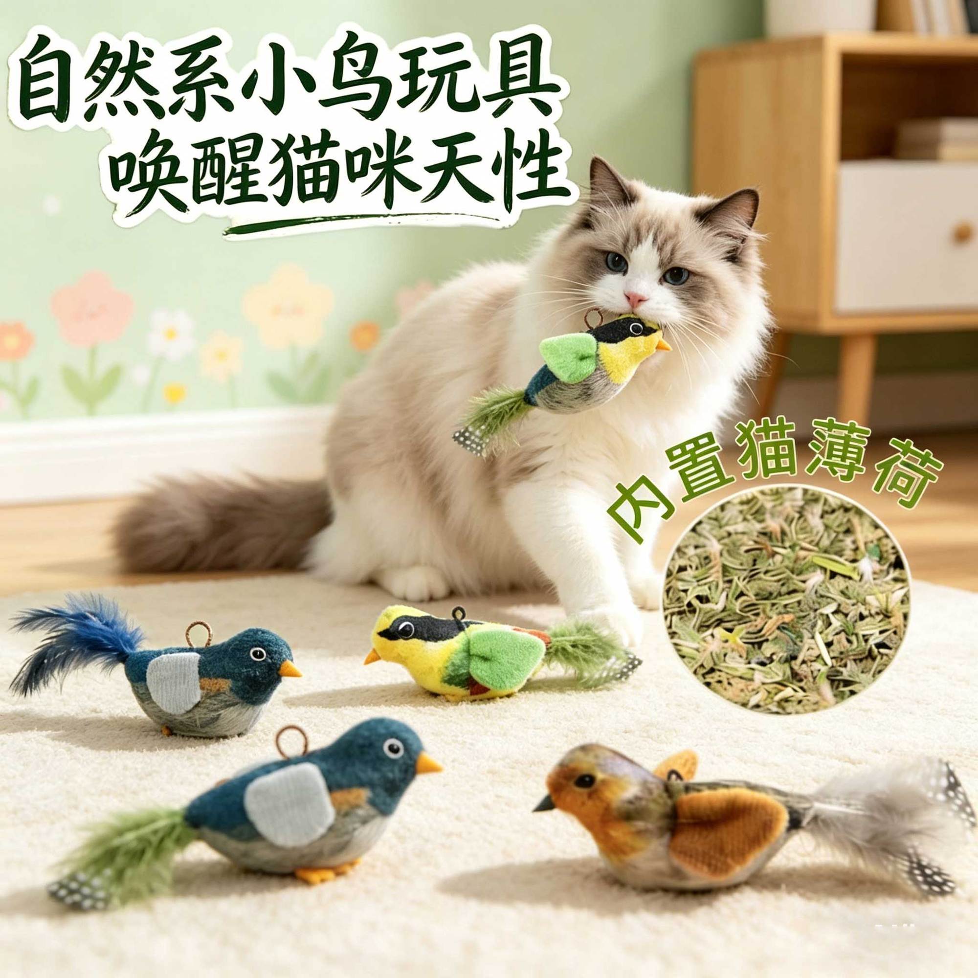 仿生鸟发声自嗨解闷逗猫棒