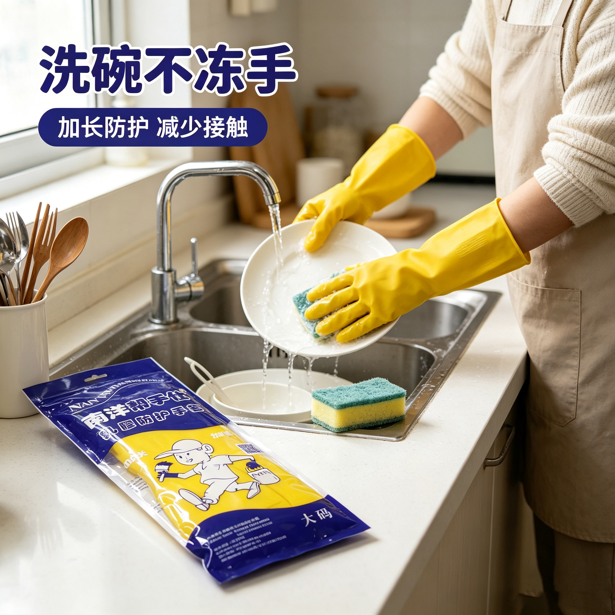 【加厚款】南洋乳胶手套橡胶皮家务厨房洗碗手套防水耐磨劳保