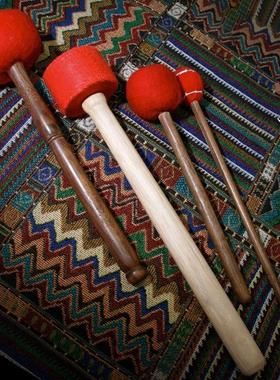 尼泊尔手工音钵槌佛音碗桃木带皮研磨棒颂钵配件钵锤铜磬敲棒