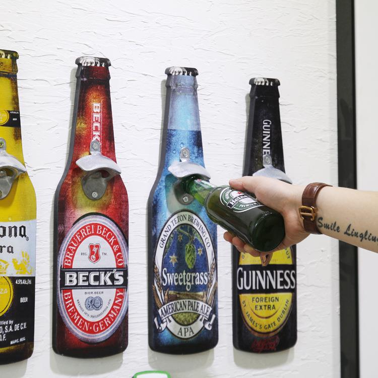 复古创意开盖器挂件木质开瓶器咖啡店壁饰酒吧餐厅墙面装饰挂饰