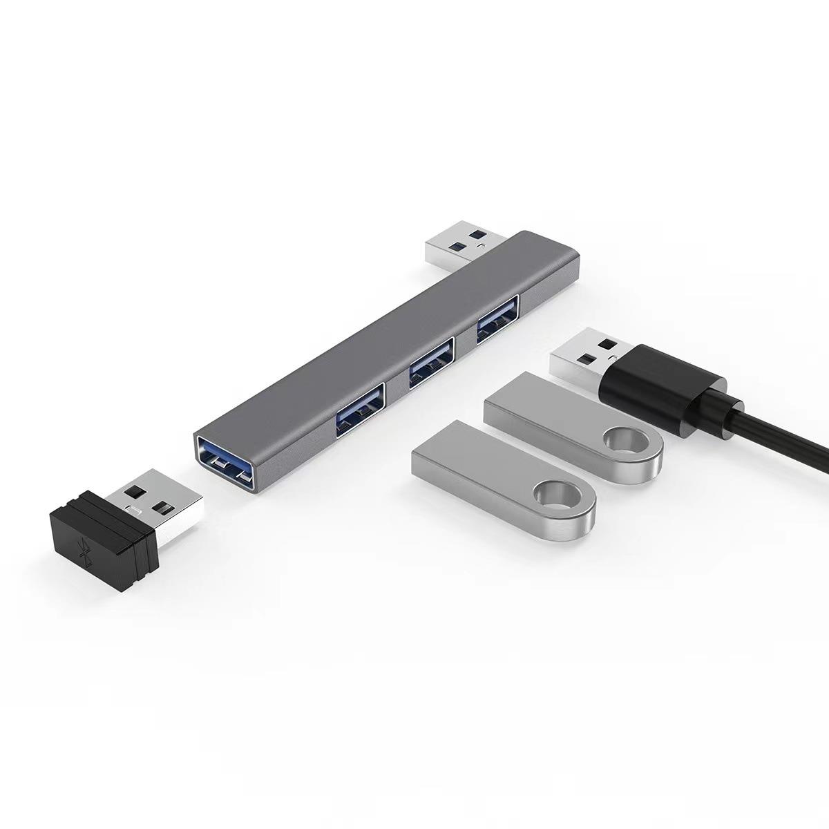 笔记本电脑3.0usb分线器 type c hub铝合金扩展器四口侧弯集线器