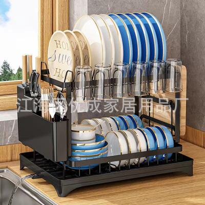 双层置物架 OEM/ODM定制碗碟盘收纳沥水多功能厨房台面沥水碗碟架