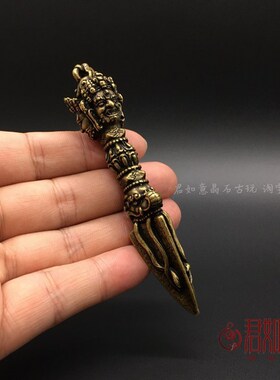 泥泊尔铜法器密宗铜马头明王金刚杵摆件杵五股金刚厥把件
