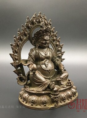 合金包浆黄财神佛像摆件黄财神尼泊尔佛随身小佛铜微雕铜器