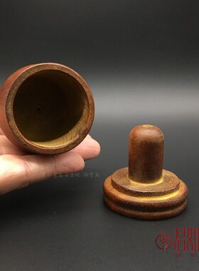 仿老花梨木葫芦扳指盒仿古木盒收纳盒木雕摆件圆形小盒子仿老物件