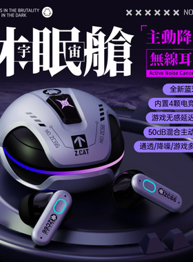蓓蔻魔鬼猫ANC主动降噪无线蓝牙耳机2025新款入耳式游戏电竞运动
