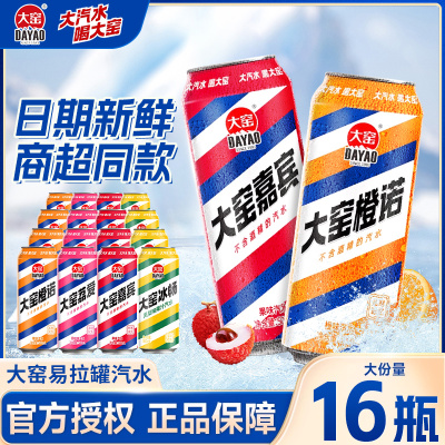大窑汽水500ml*16罐嘉宾橙诺易拉罐听装碳酸饮料一整箱批-B