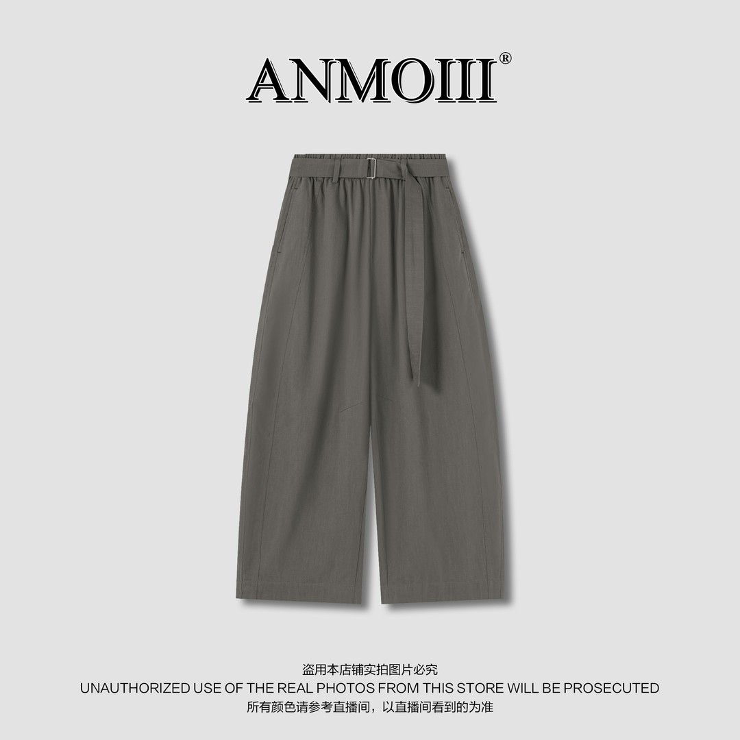 ANMOIII『春日载阳』天丝+亚麻棉凉感阔腿裤宽松白色裤子女25389