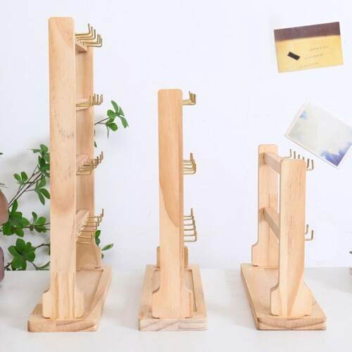 实木带钩首饰展示架小饰品挂架挂钩耳环展示架手链手串收纳架子