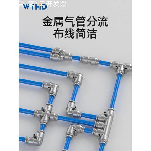 304不锈钢PY型快插三通气动接头PY4/6/8/10/12/16气缸气管快插头