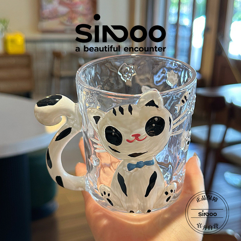 Cute Rabbit Glass Mug Hand-Painted Niche Design - Taobao product photo 3