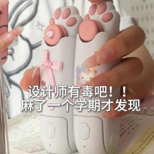usb充电静音折叠迷你长续航随身电扇 卡通猫爪手持风扇小型便携式