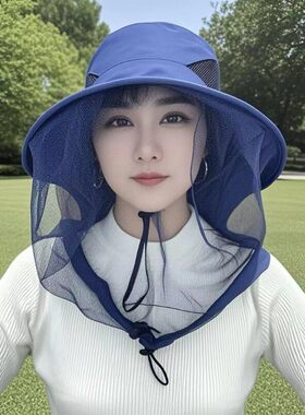 干农活神器下地掰玉米砍甘蔗防刮脸头戴防蚊罩防晒防蚊男女遮阳帽
