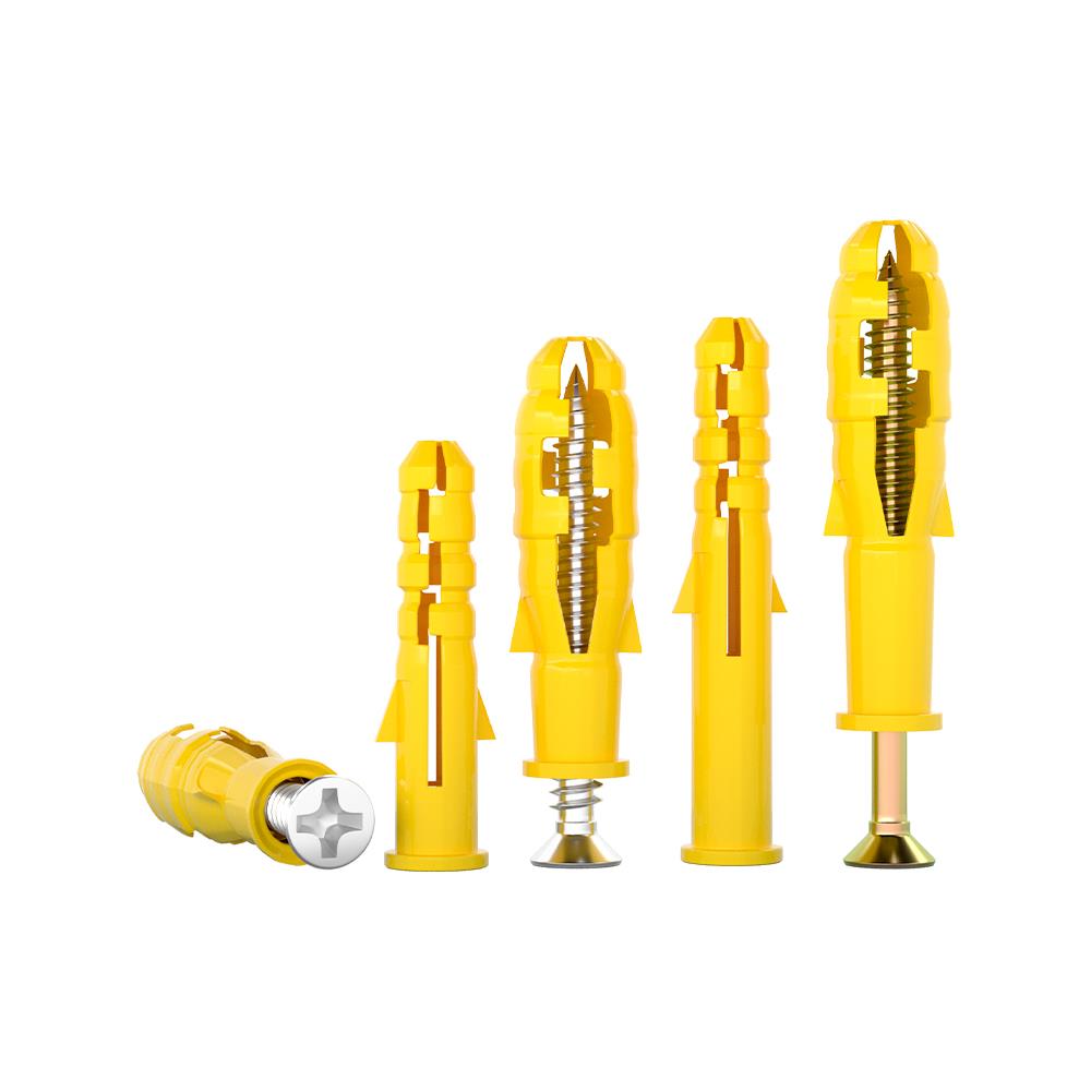 国标小黄鱼塑料膨胀管膨胀螺丝胶塞螺栓涨塞自攻螺钉套装6/8/10mm